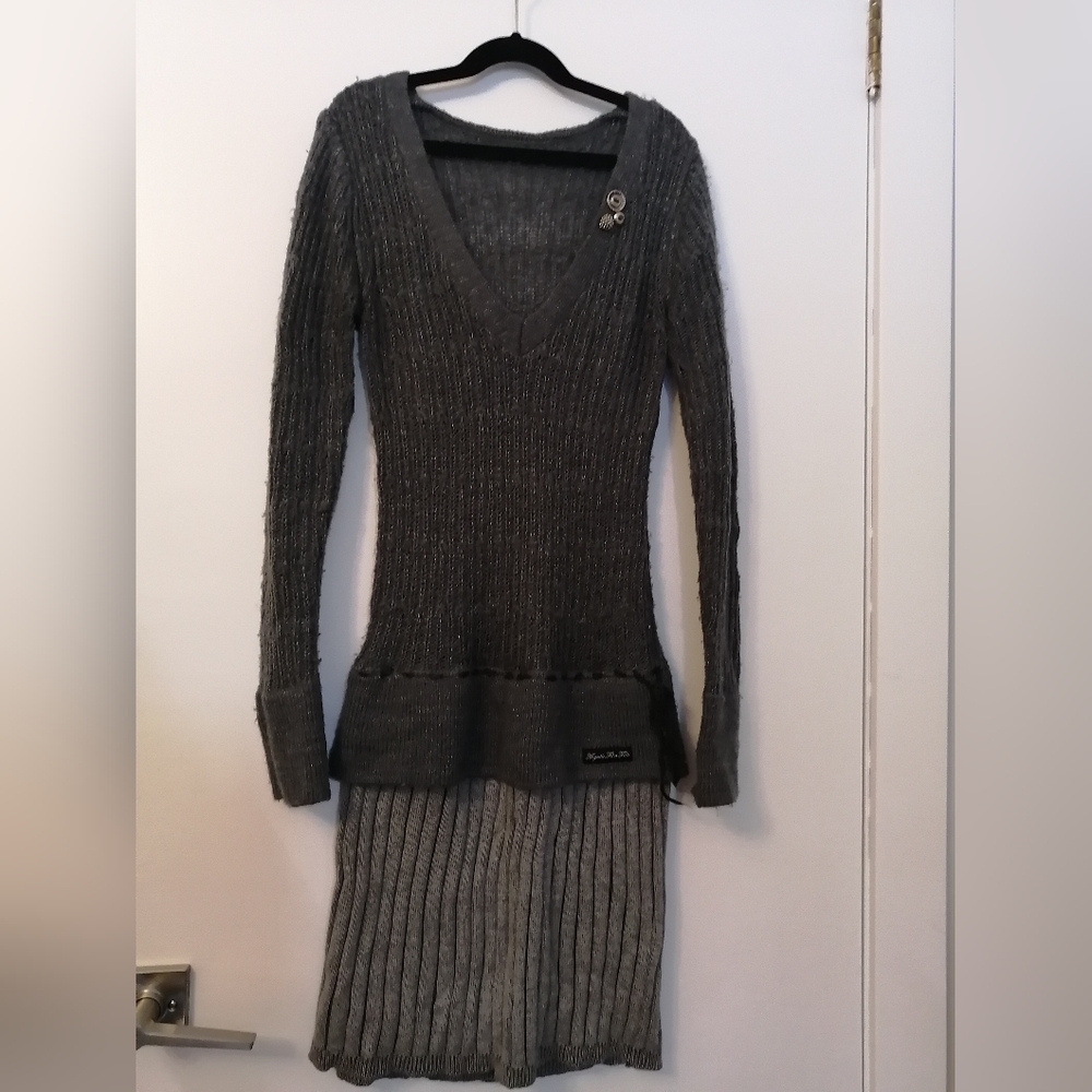 Grey knit upcycled dress
